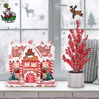KPCB Gingerbread House Decorations - Gingerbread Decor 8.7 inches - Classic Christmas Village Figurines with Detailed Handcrafted Elements - Table Centerpiece Cookie Holiday Decor