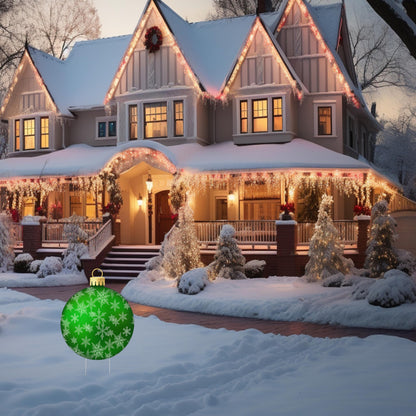 Rogue River Tactical Christmas Classic Yard Sign for Home Decor and Lawn Decoration With Stakes Green Ornament Snowflakes