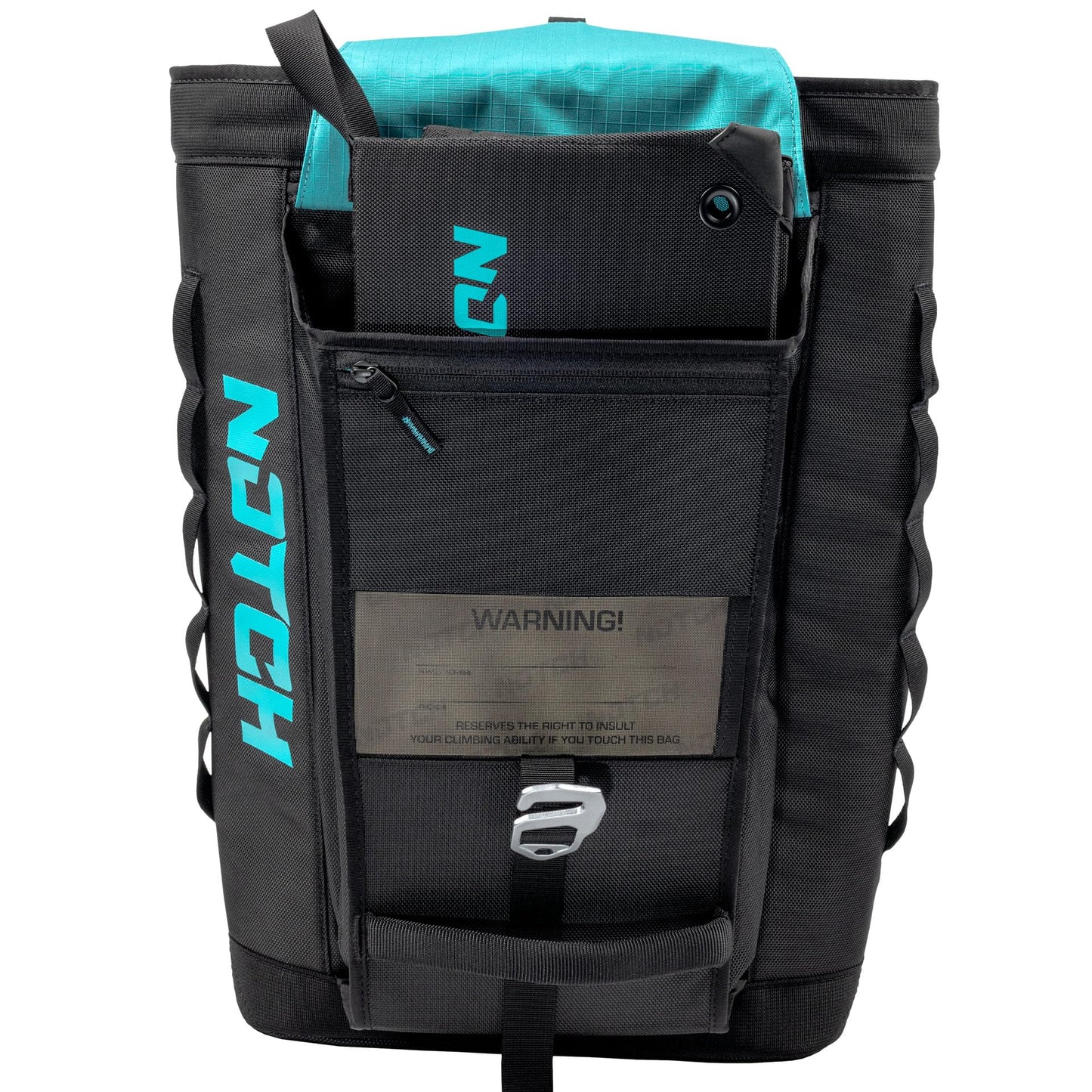 Notch Approach Free-Standing Black Rope Gear Bag, 50L Capacity, Storage pockets, Padded Shoulder Straps, Side Daisy Chains, Roll-Top Closure, Weather Resistant 1680 Denier Fabric (99754)
