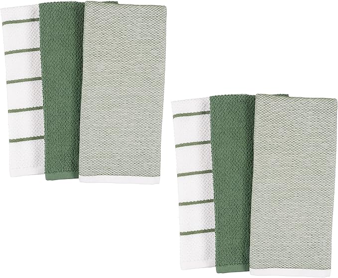 KAF Home Ayesha Curry Mixed Utility Kitchen Towel Set | Set of 6 Mixed Terry
