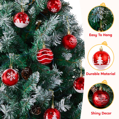 Joiedomi 24 Pcs 2.3” Red & White Christmas Ball Ornaments, Shatterproof Plastic Christmas Tree Ornaments, Hanging Decor for Wreath Garland Party Weddings Holidays