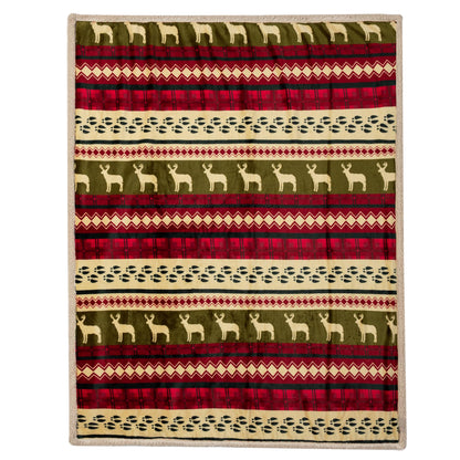 PAVILIA Premium Christmas Blanket Sherpa Fleece Throw| Plush Christmas Decoration, Reindeer, Cozy Reversible Winter Holiday Cabin Blanket for Sofa Couch 50x60