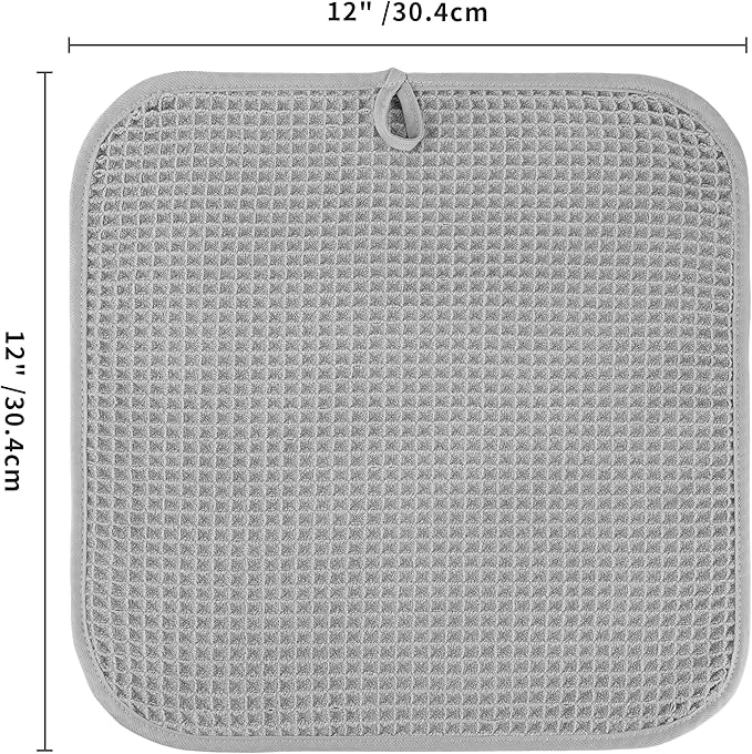 Microfiber Waffle Face Towels, 4 Pieces, Fast Drying, Lint Free 430 GSM
