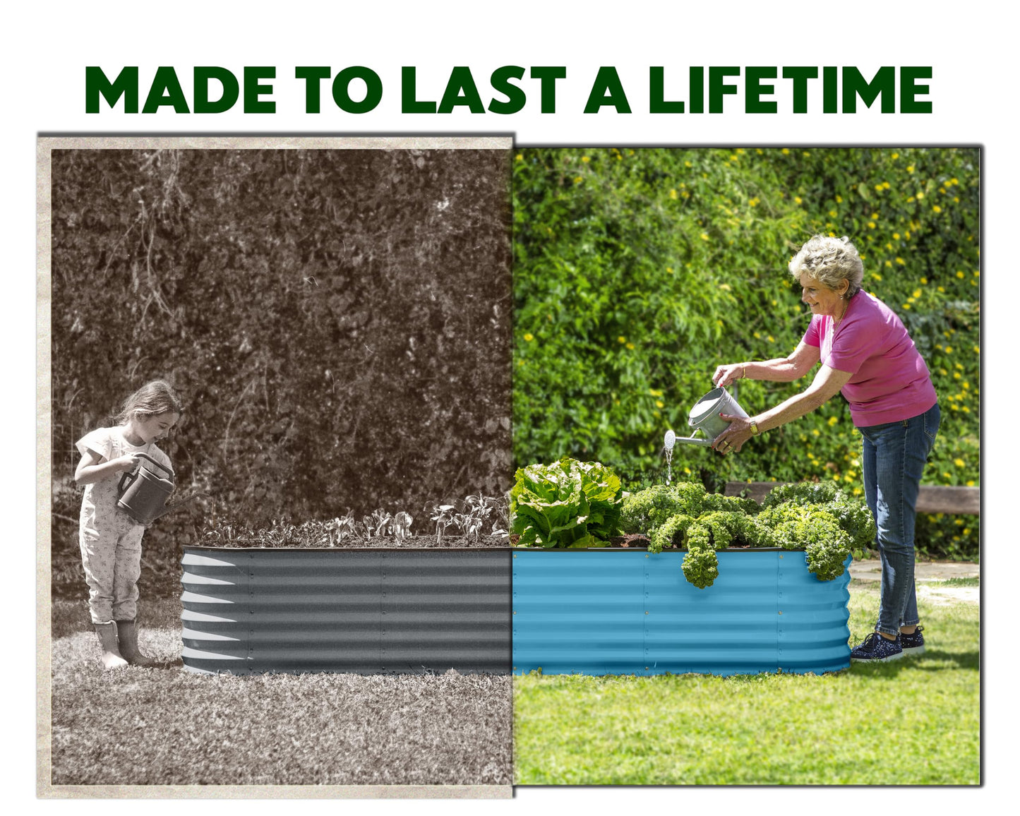 9-in-1 Galvanized Steel Raised Garden Bed // 8×2×1.5 ft Modular Planter for Gardening, Vegetables, Flowers // 18" Tall Metal Raised Garden Beds Outdoor (Teal) // Patented Design Planter Box