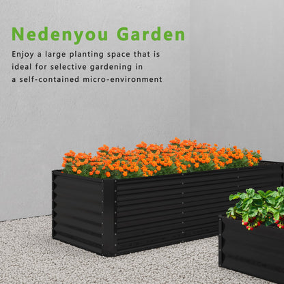 Nedenyou 8x2x2FT Galvanized Raised Garden Bed,Planter Raised Beds-Metal Garden Box,Large Plant for Outdoor Planting, Vegetables Bed，Flower,herb-Black