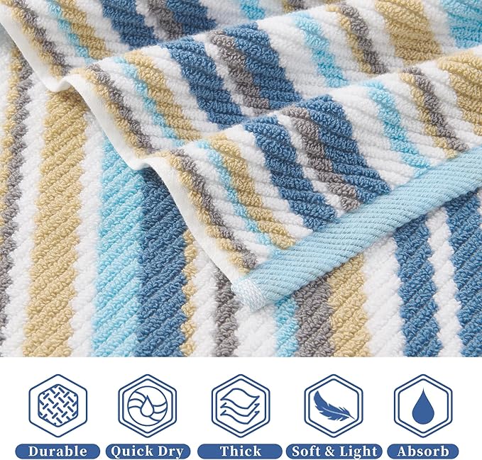 VOOVA & MOVAS Striped Wash Cloths Set, Luxury Towel Set