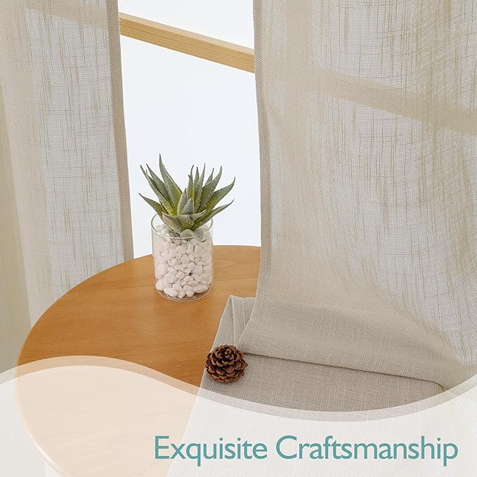 Chyhomenyc Semi Sheer Curtains 84 Inches Long 2 Panels Set, Light Filtering