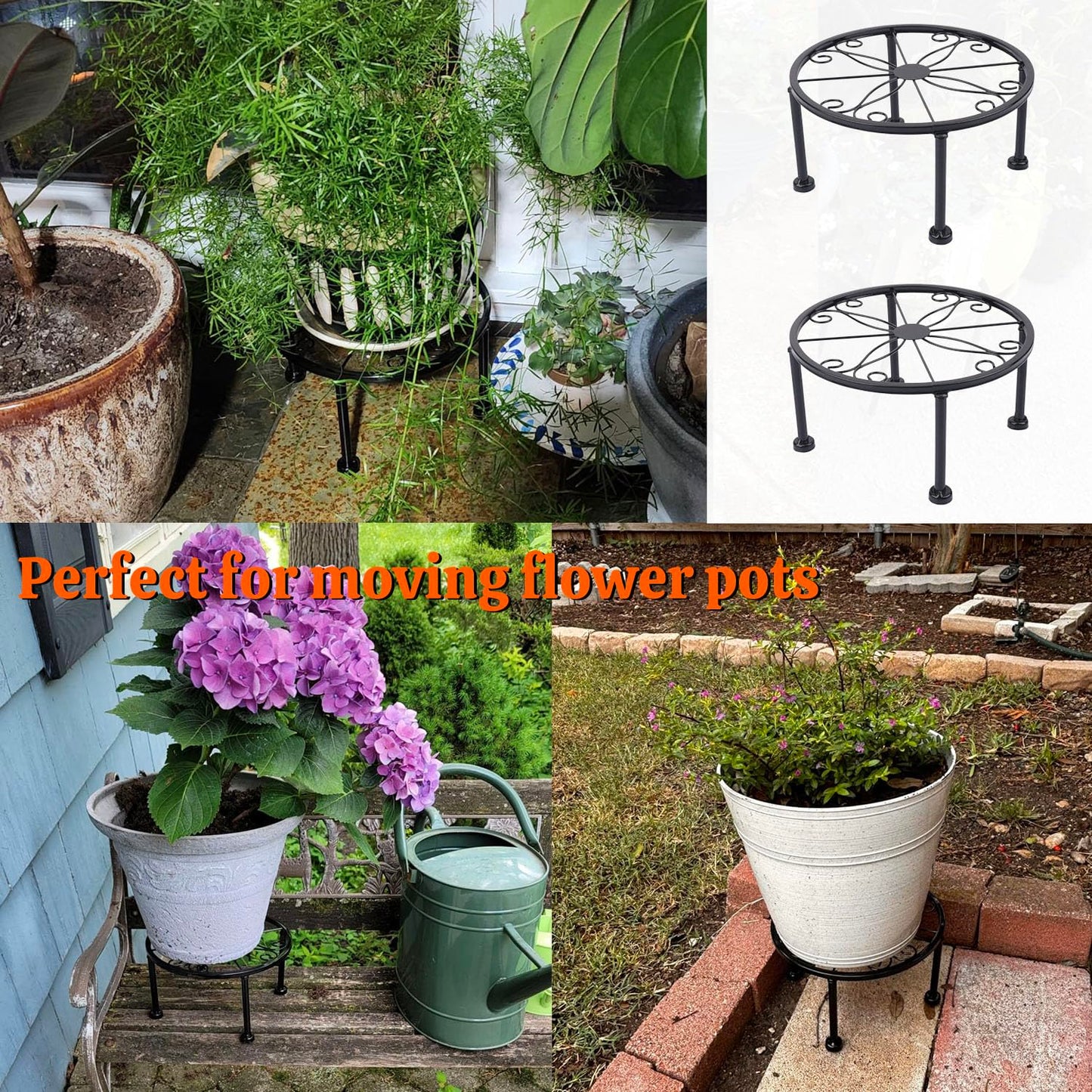 Yiksonyo 4 Pack 9 Inch Black Metal Plant Stand, Heavy Duty Outdoor & Indoor Plant Stands, Rustproof Wrought Iron Pot Stand for Garden, Patio, Balcony.
