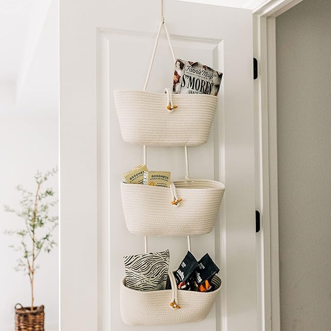 OrganiHaus White 3-Tier Wall Hanging Baskets