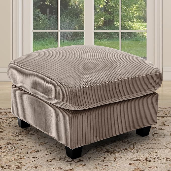 HAOMARKETS Corduroy Sofa Set, Upholstered Ottoman Footrest, Modern Living Room