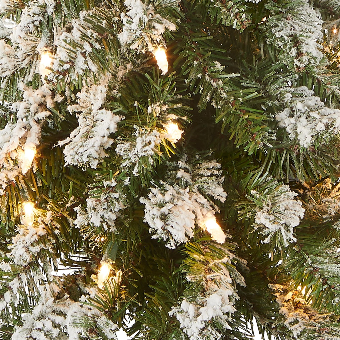 National Tree Company 3 ft Pre-Lit Flocked Downswept Forestree Mini Artificial Christmas Tree,50 Clear Lights, 198 Tips, Metal Plate Base, Green