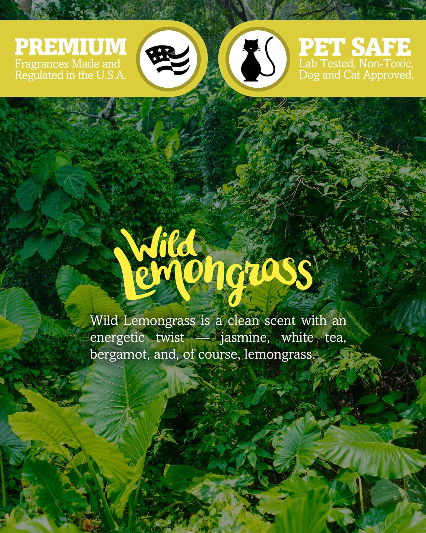 Wild Lemongrass Scented Natural Soy Candle, Essential Fragrance Oils, 100% Soy, Phthalate & Paraben Free, Clean Burning, 9 Oz.