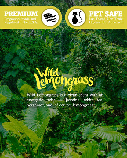 Wild Lemongrass Scented Natural Soy Candle, Essential Fragrance Oils, 100% Soy, Phthalate & Paraben Free, Clean Burning, 9 Oz.