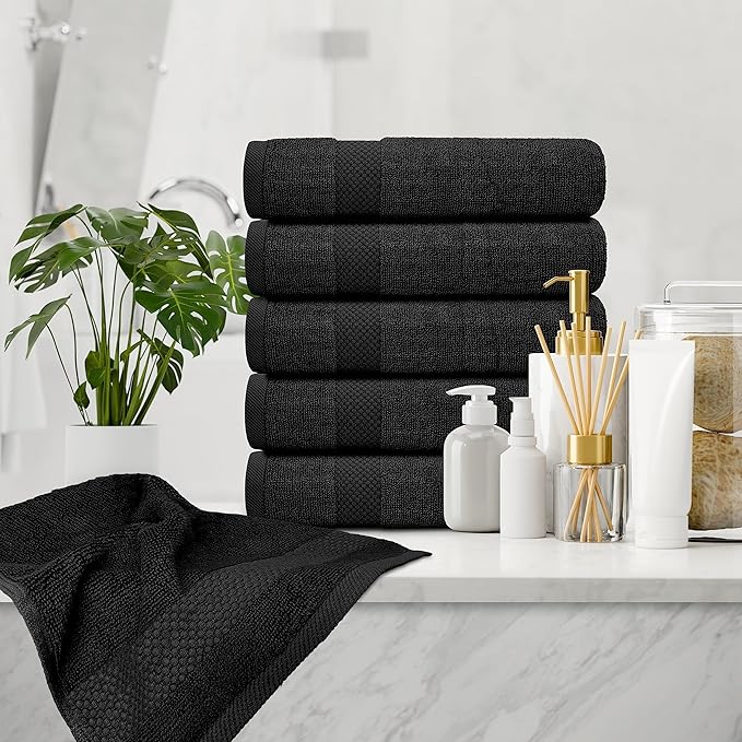 White Classic Luxury Black Hand Towels