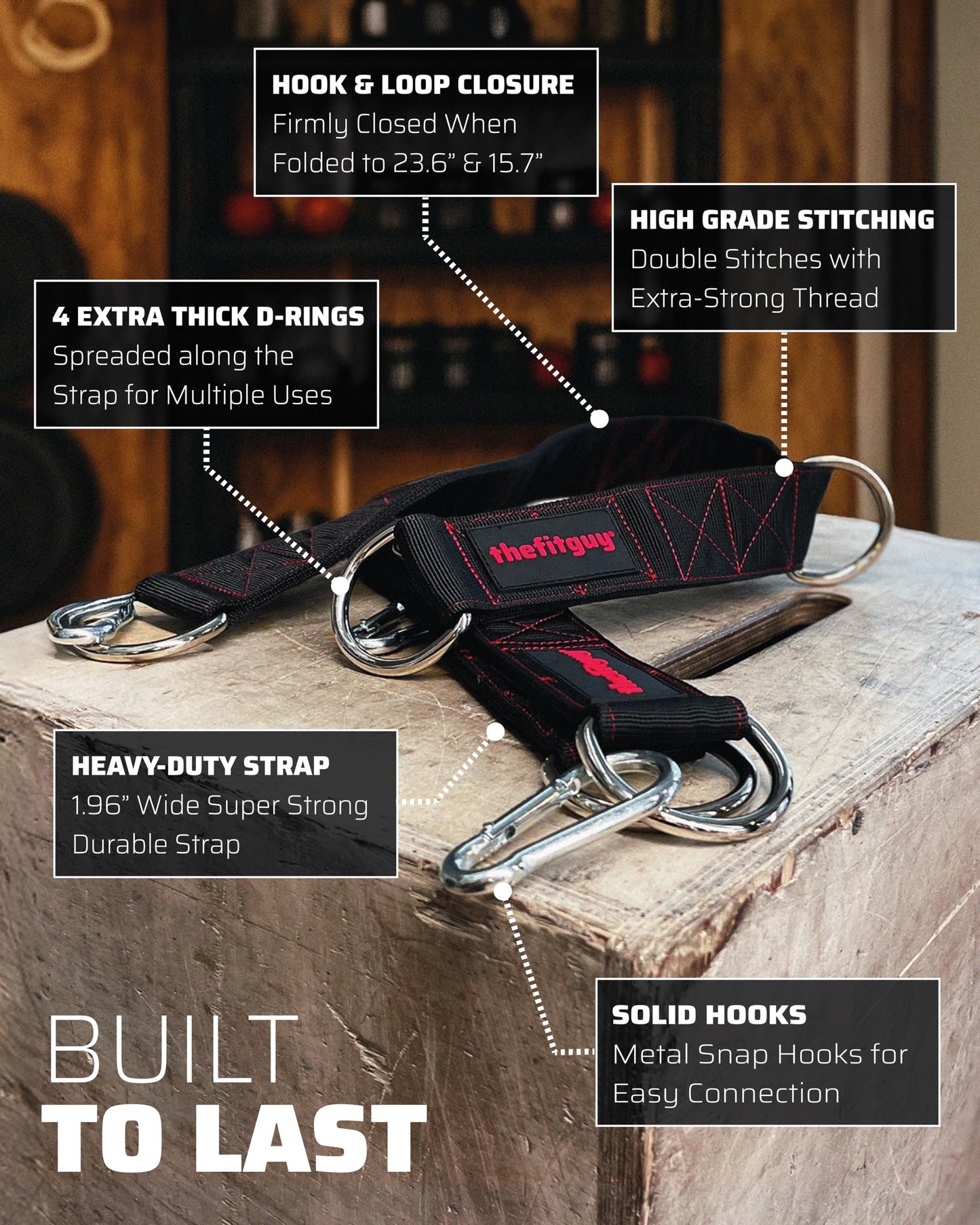 THEFITGUY Cable Extension Straps | Unlock New Grips & Exercises | 5 Adjustable Lengths | Heavy-Duty for Cable Attachments, Machines, Bars & Handles (Pair)
