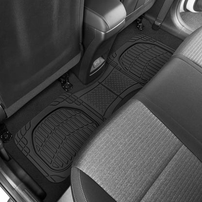 Motor Trend FlexTough Floor Mats for Cars, Black Deep Dish All-Weather Mats, Waterproof Trim-To Fit Automotive Floor Mats for Cars Trucks SUV, Universal Floor Liner Car Accessories