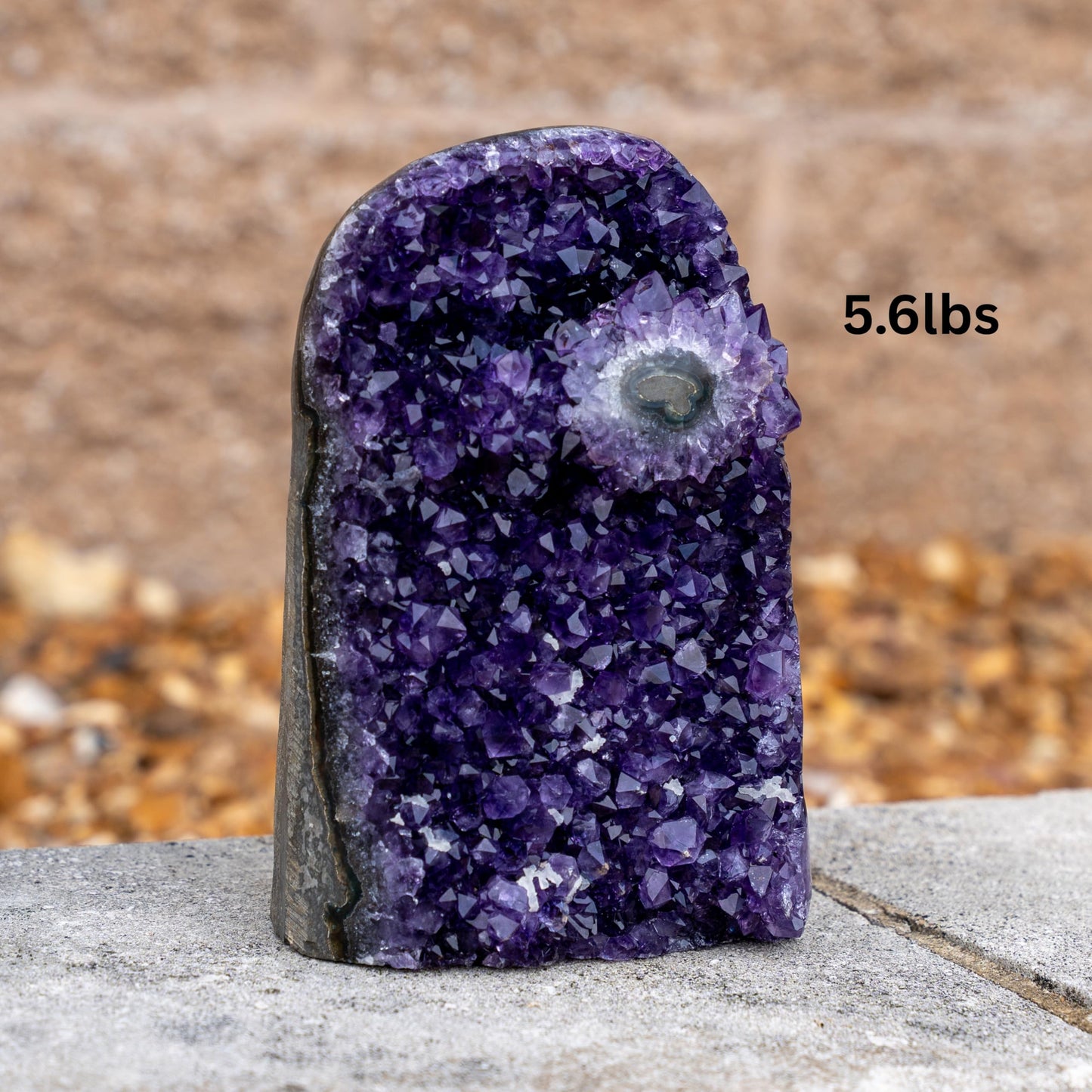 TRUENERGY Polished Amethyst Cluster Quartz Crystal – 3.0 To 3.5 lbs Grade A+ Raw Dark Purple Geode Stone With Rounded Edge – Home Decoration, Meditation Healing, and Positive Energy (3-3.5 lbs)