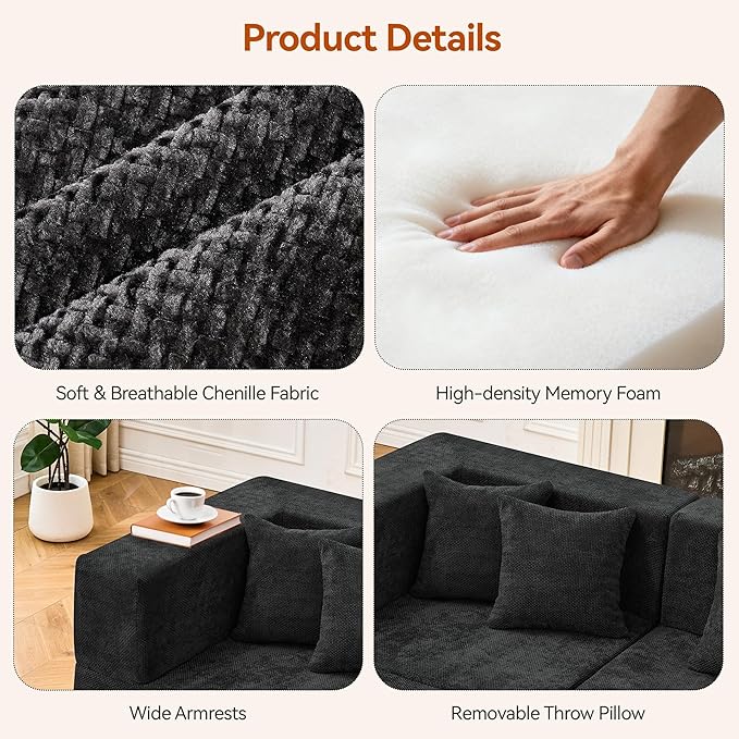 MONVANE Modular Sectional Sofa, Oversized 8 Seat Convertible U Shaped Couch
