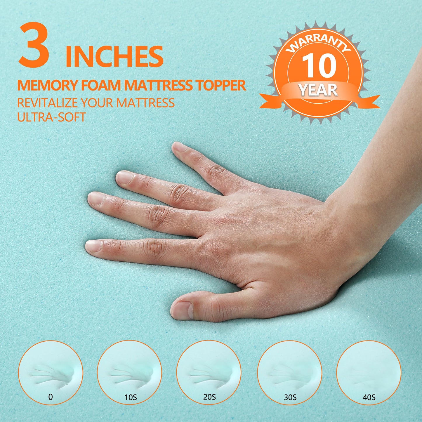 3 Inch Gel Memory Foam Cooling King Size Mattress Topper, Mattress Pad Cover for Pressure Relief, Bed Topper with Removable Cover，Soft & Breathable