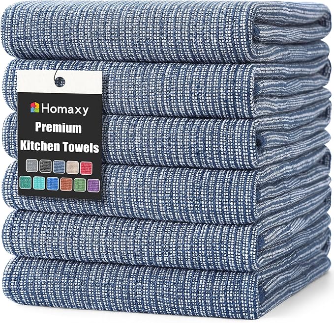 Homaxy Premium Kitchen Towels, Large Cotton Kitchen Hand Towels, Flat and Terry