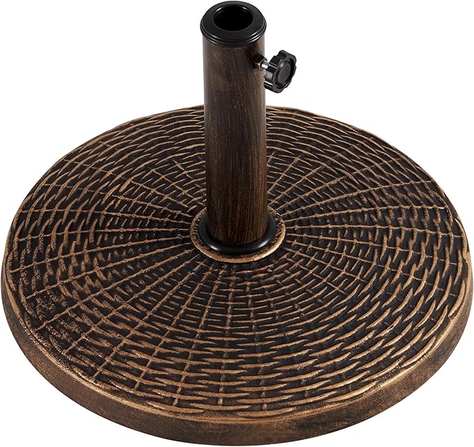 Yaheetech 22 lbs Heavy Duty Outdoor Umbrella Base 18" Round Patio All-Weather Umbrella Stand Market Umbrella Base for Garden & Lawn, Bronze