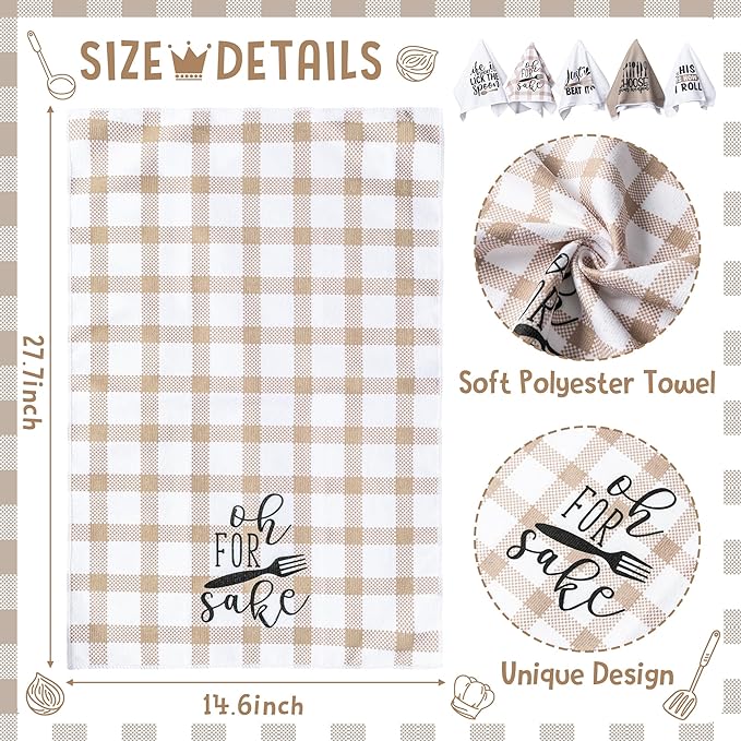 R HORSE 5Pcs Funny Kitchen Dish Towel Set Absorbent Quick Dry Cloth Dish Tea