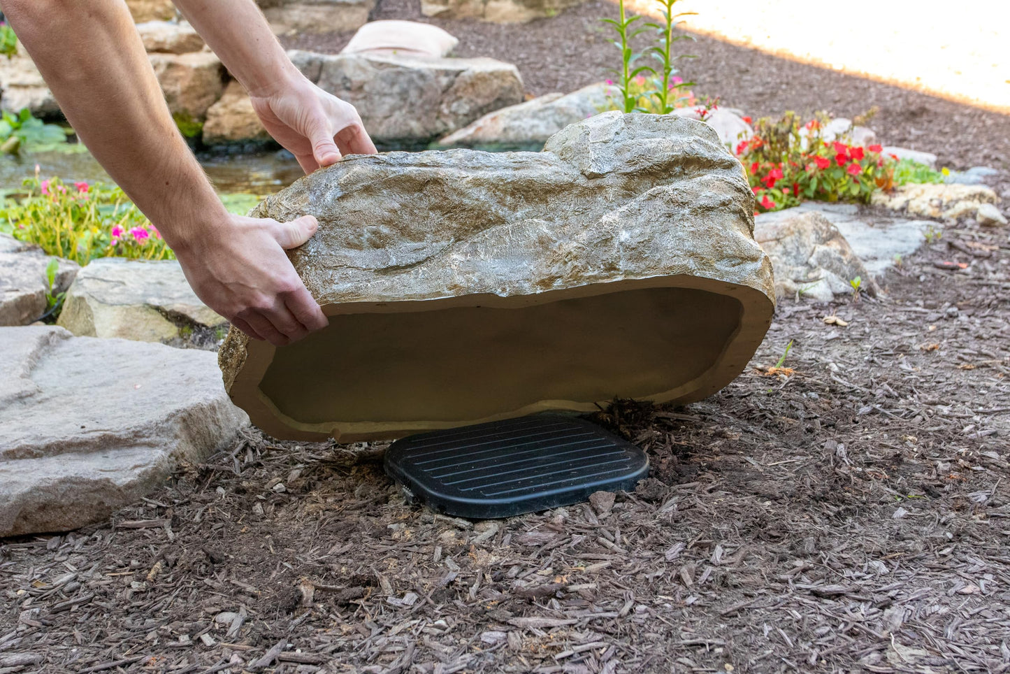 Aquascape Faux Rock Cover, Natural Look for Concealing Cables and Equipment, Lightweight Decorative Landscape Cover, Weather-Resistant, 25 in x 15 in,78416