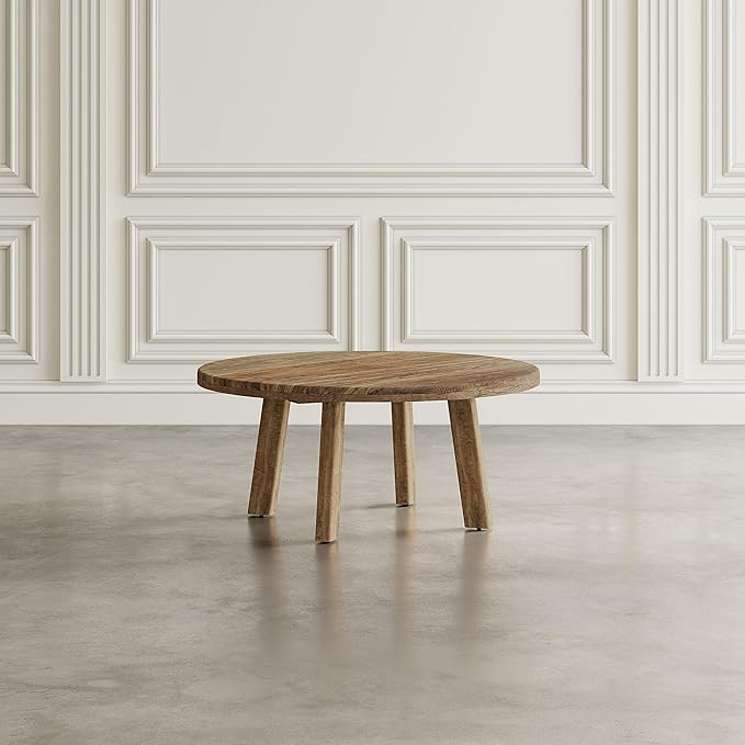 Jofran Reclamation 36" Round Rustic Reclaimed Solid Wood Coffee Table