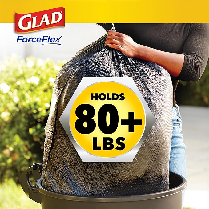 Glad Large 30 Gallon Trash Bags, Pine-Sol Heavy Duty Garbage Bags, Forceflex