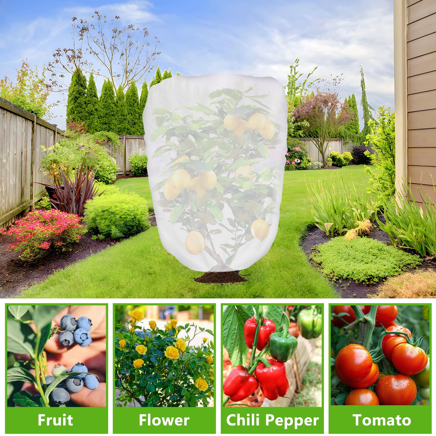 DECOHS 2 Pcs Garden Plant Shade Cover with Drawstring, 3.3 x 2.6 Ft Garden Shade Sun Protection Plant Covers, White Light Refraction Fruit Tree Sunshade Cloth for Protect Plants from Direct Sunlight
