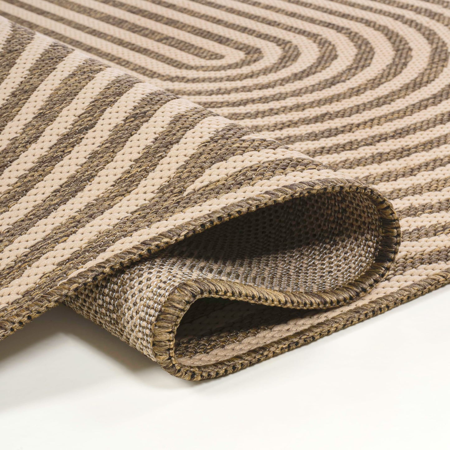 JONATHAN Y Geometric Arch Stripe Indoor Outdoor Area Rug 5X8 Beige/Brown, Margot Modern for Backyard, Patio, Porch, Easy-Cleaning, High Traffic, Pet-Friendly, Non-Shedding (SHP201A-5)