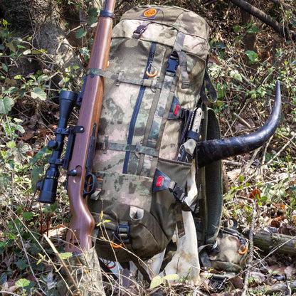 TKLoop Hunting Pack for Men – 40L Expandable Tactical Frame Backpack, Meat Hauler, Rifle Holder, Shotgun Rest, Water Resistant, Camouflage