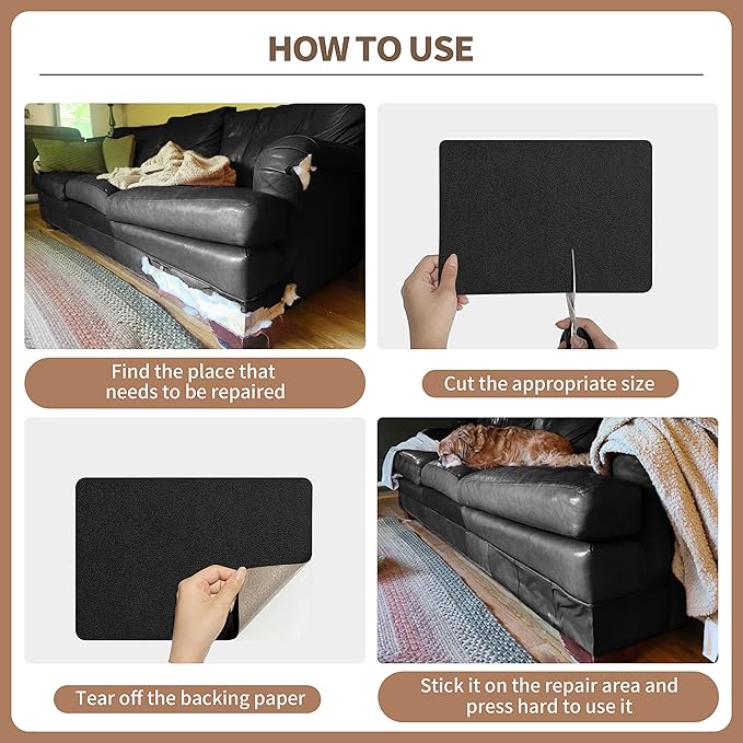 ONine Leather Repair Patch, Self-Adhesive Couch Patch，Multicolor Available