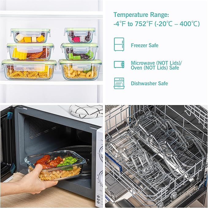 Vtopmart 8 Pack Glass Food Storage Containers