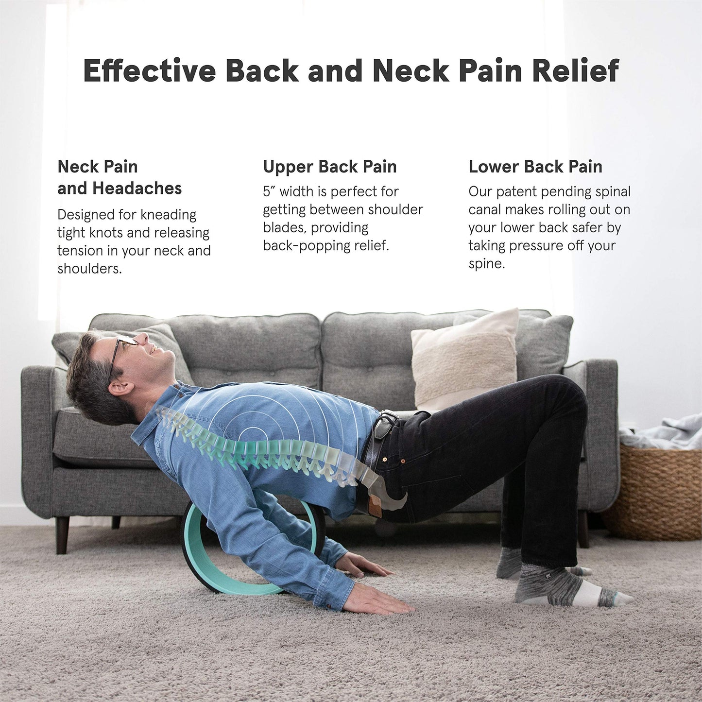 Chirp Wheel Foam Roller - Targeted Back & Neck Pain Relief, Muscle Massage, Trigger Point Therapy, High-Density Foam Tool for Physical Therapy, Stretching & Exercise, 500lbs Capacity, 10-Inch Mint