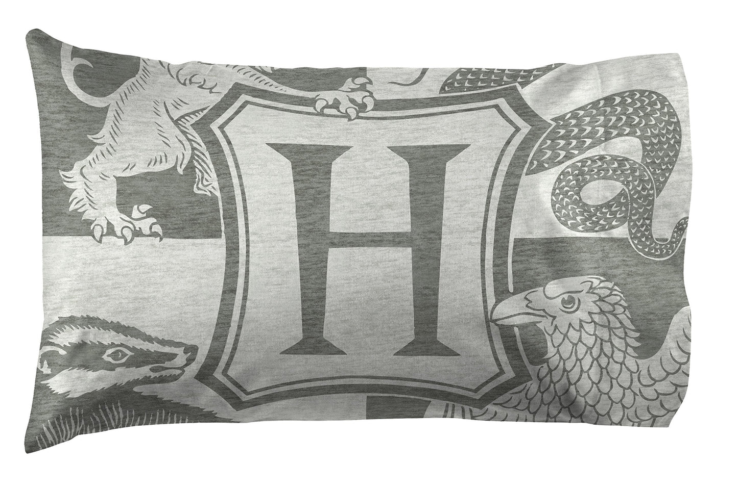 Jay Franco Kids Sheet Set with Fitted, Flat Sheets & Pillow Cover - Ultra-Soft Bedding with Pillowcase for Room Decor, Gray - Harry Potter, 4 Piece Full