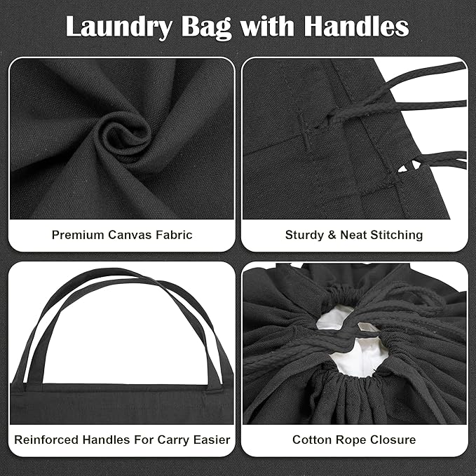 Canvas Laundry Bag 33"Wx 35"H, Thick Canvas Laundry Bag