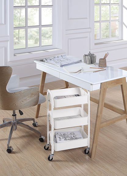 SunnyPoint 3-Tier Delicate Compact Rolling Metal Storage Organizer - Mobile Utility Cart Kitchen/Under Desk Cart with Caster Wheels - WHT (15.35" X 10.24" X 26.8"H)