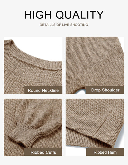 MEROKEETY Women's 2025 Fall Winter Oversized Pullover Sweater Trendy Crew Neck Long Sleeve Heathered Knit Jumper Tops