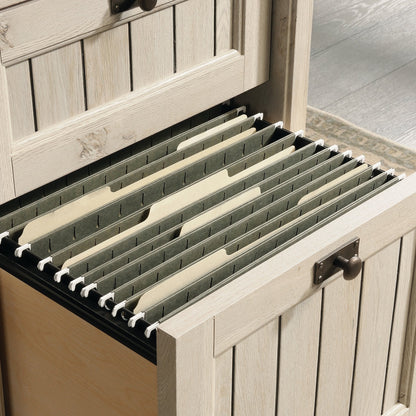 Sauder Costa Office Desk with Drawers, Executive Desk with File Drawer Storage, in Chalked Chestnut