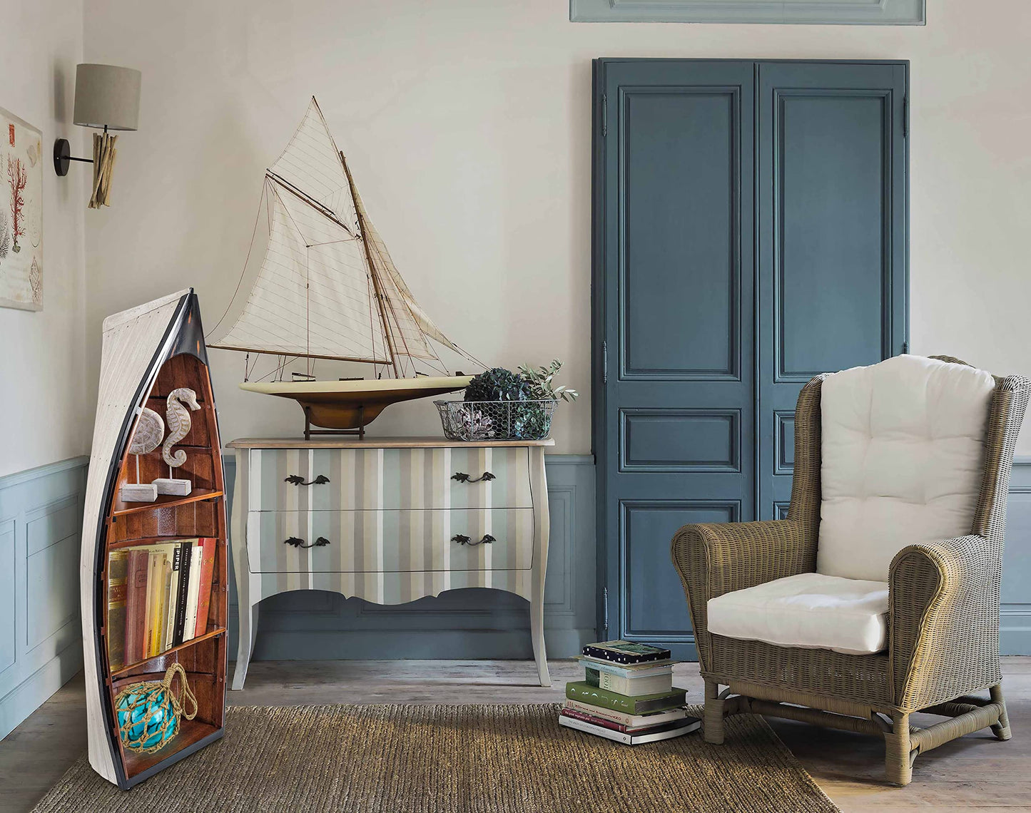 SAILINGSTORY Wooden Boat Coffee Table Boat Bookshelf Coastal Coffee Table Nautical Bookcase Lake House Decor Beach House Decor