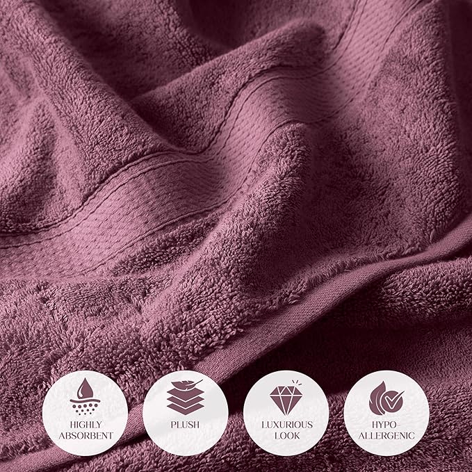 SUPERIOR Egyptian Cotton Pile Bath Towel Set of 2, Ultra Soft Luxury Towels