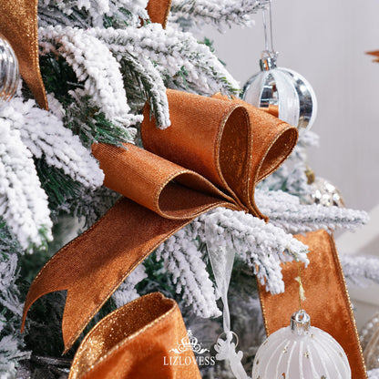 LIZLOVESS Copper Velvet Wired Ribbon with Glitter Back 2.5 Inch Copper Christmas Ribbon Wired Reversible Ribbon for Christmas Tree, Gift Wrapping, Crafts, Wreaths Supplies, Topper Bows (10 Yards)