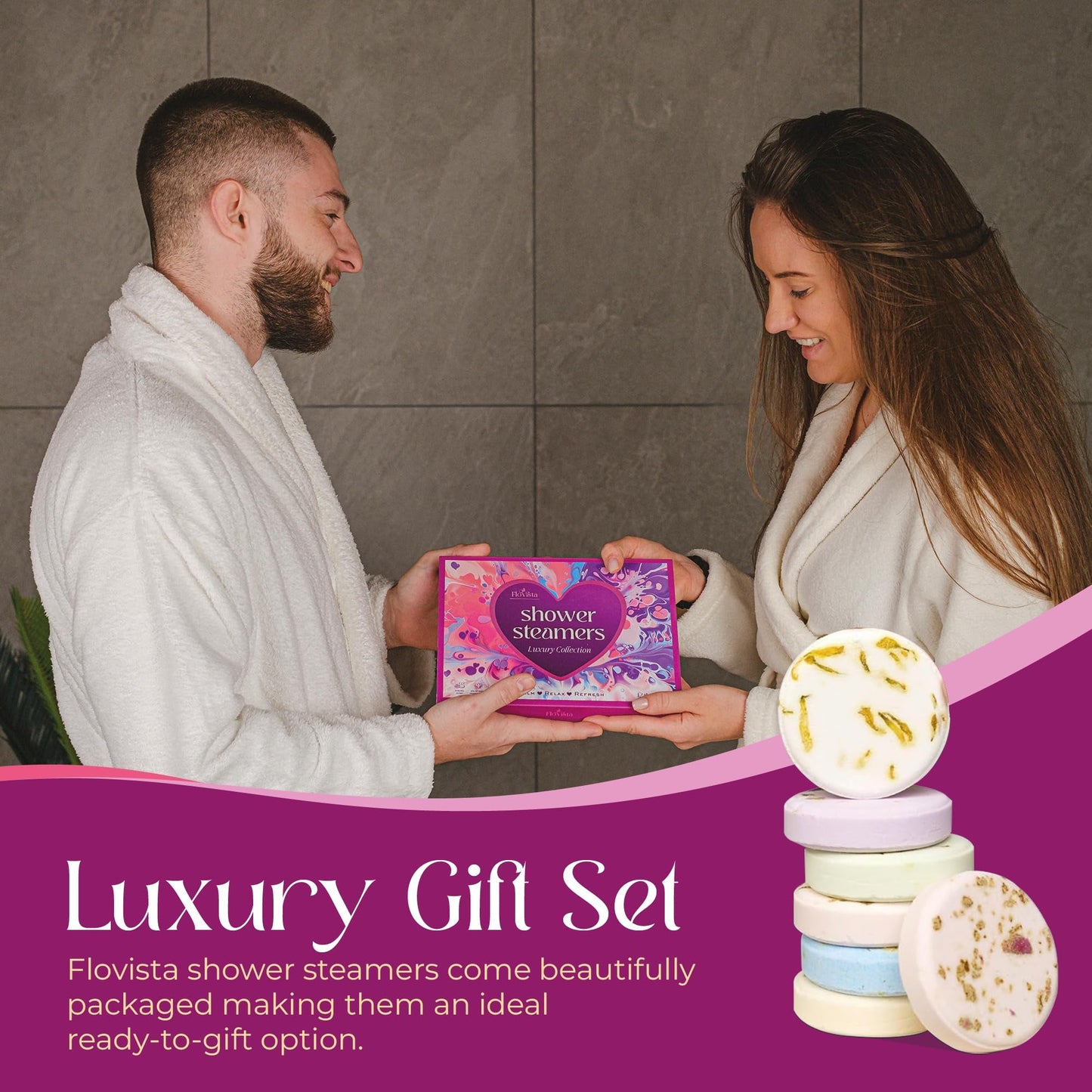 Aromatherapy Shower Steamers Gift Set – 12 Spa Tablets, 6 Scents (Lavender, Mint & Eucalyptus, Jasmine, Watermelon, Grapefruit & Orange) – Relaxation & Stress-Relief Self-Care Gifts for Women