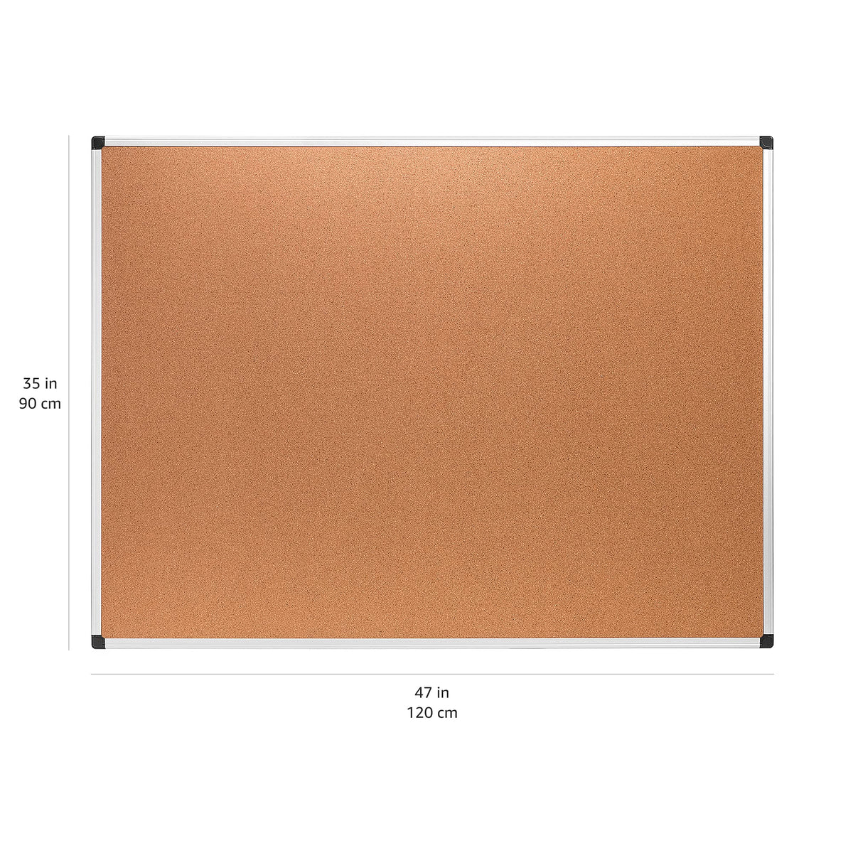 Amazon Basics Rectangular Bulletin Board, Cork Board for Wall, Vision Board for Classroom and Office, Aluminum Frame, 35" x 47", Brown
