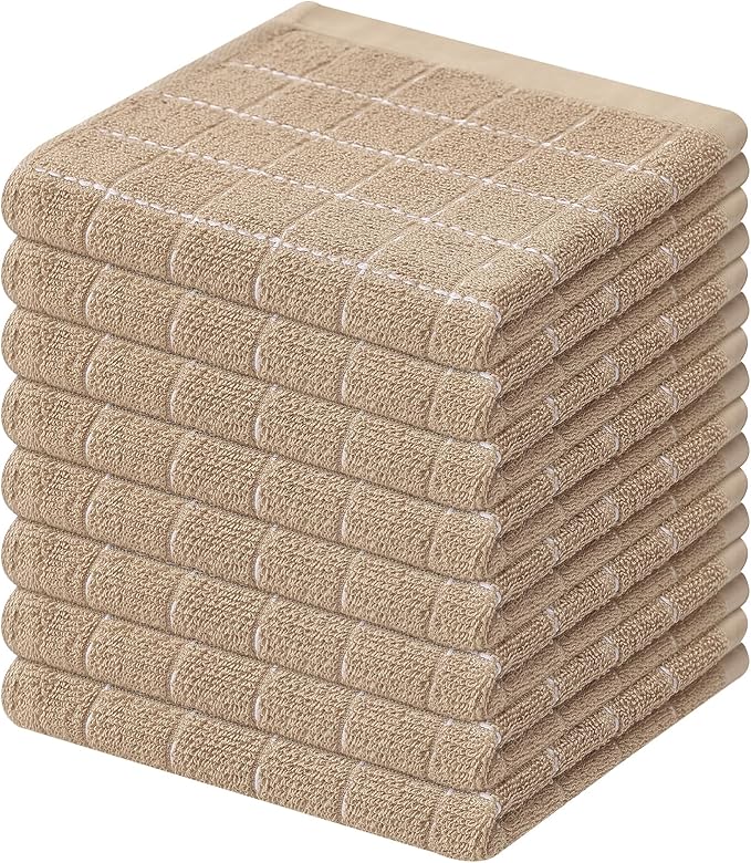 Mordimy 100% Cotton Terry Cloth Dish Cloths, Soft and Absorbent Checkered Dish