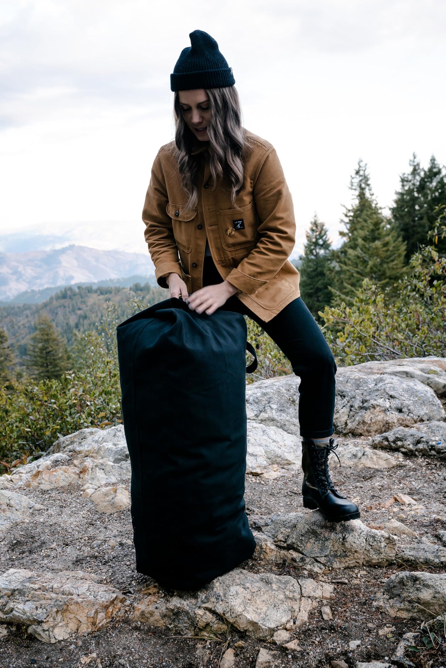 Stansport Top Load Canvas Deluxe Duffel Bag - Black (1206) 50" X 14.5" X 14.5"