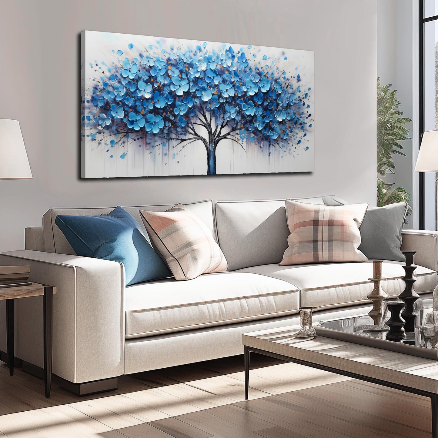 MDHKVPM Tree of Life Wall Art for Bedroom Blue Wall Decor for Living Room Tree Prints Picture Decor 20 x 40 Inch
