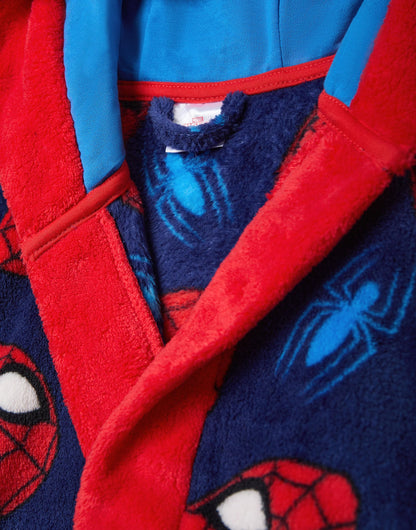 Marvel Spider-Man Dressing Gown For Boys | Kids Superhero Blue Red Pyjamas Bathrobe | Comics Robe Clothing Gift