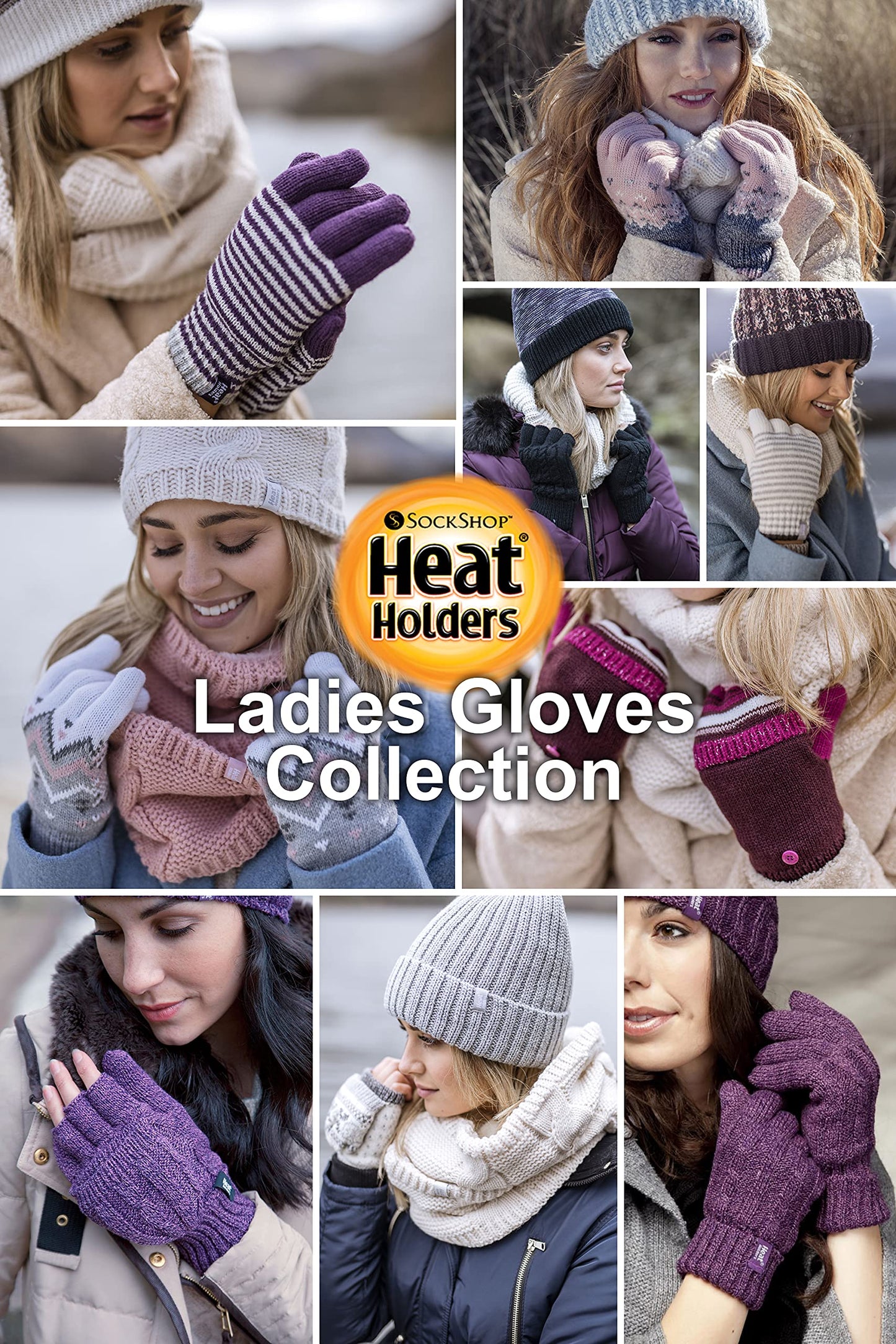 HEAT HOLDERS - Ladies Cute Striped Fairisle Warm Knitted Fleece Lined Winter Thermal Gloves (M/L, Coral (Trondheim))